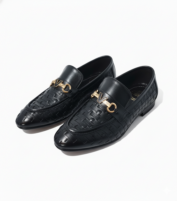 Business Point Trader x HS Shoes Black Woven Loafers